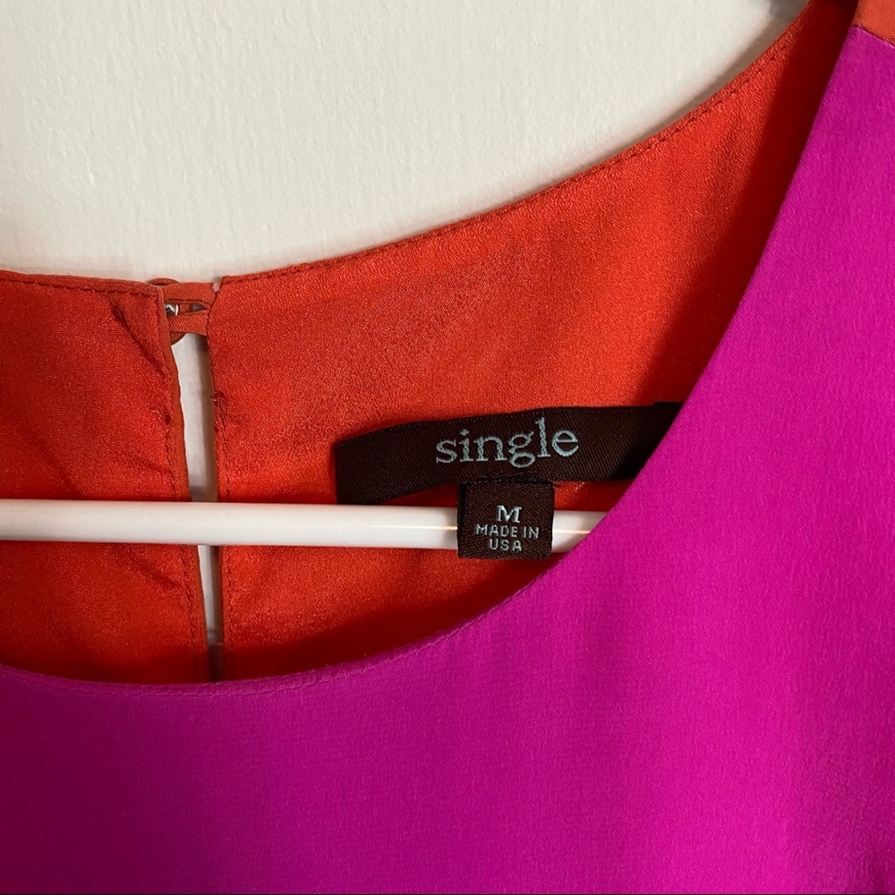 Single Silk Aline Shift Multicolor Block Dress E44 - image 4